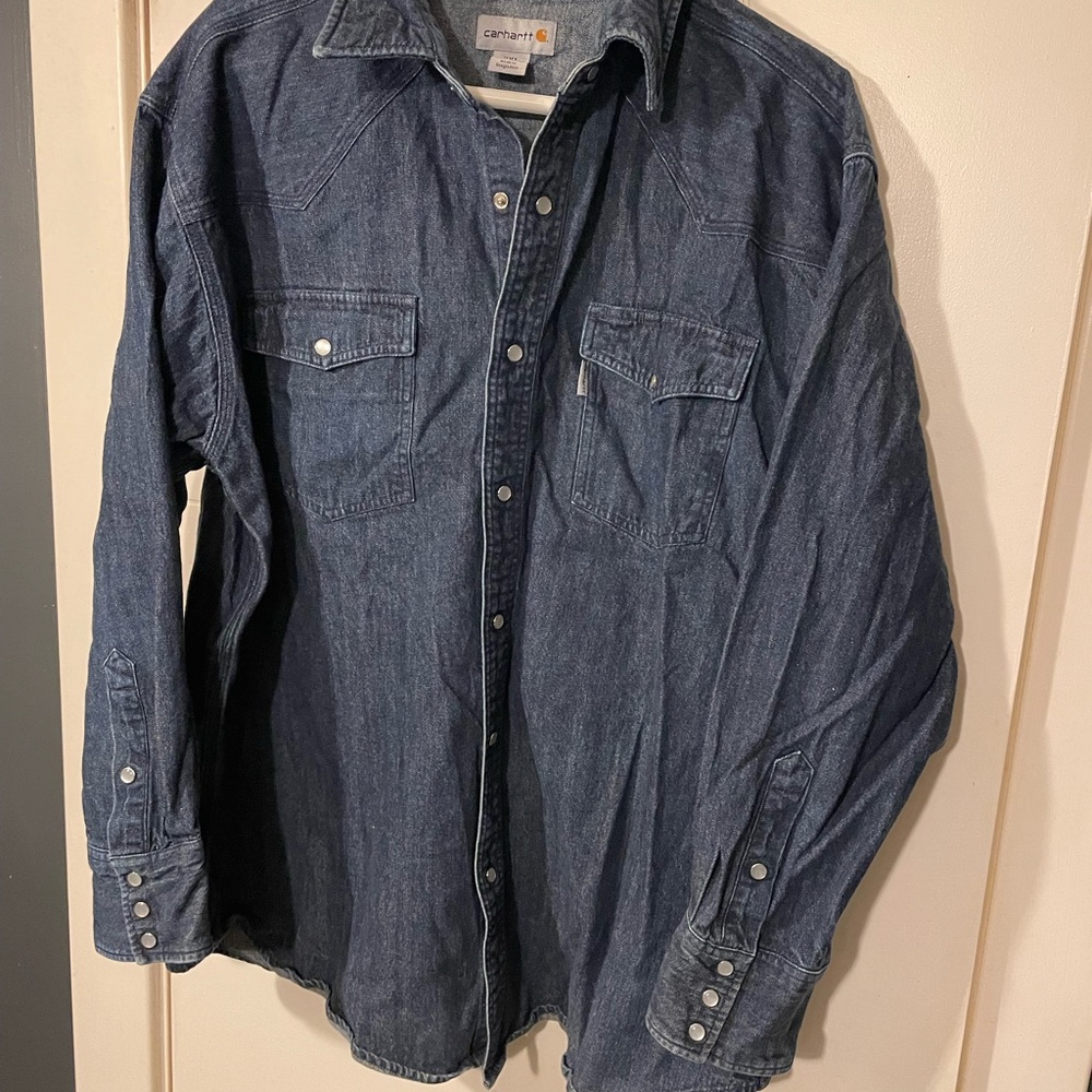 Carhartt Blue Denim Casual Button Down Shirt